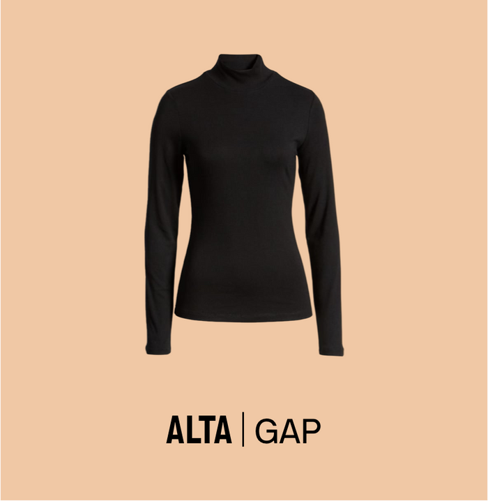 Mockneck ribbed long sleeve top