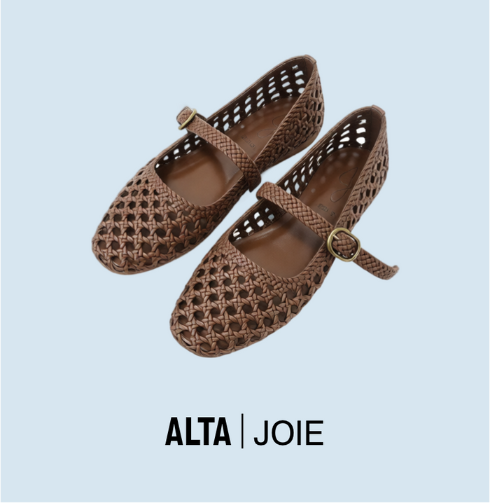 brown woven leather mary jane flats