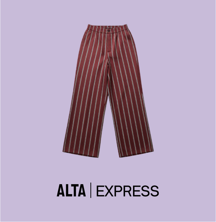 Burgundy Satin Striped Wide Leg Pants