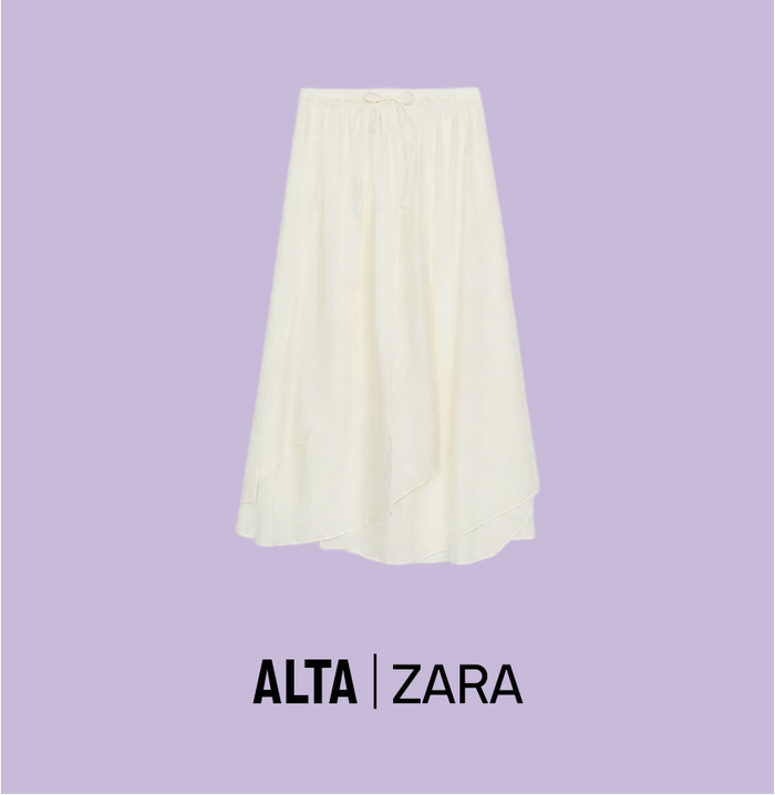 Flowing Midi Skirt in Ecru